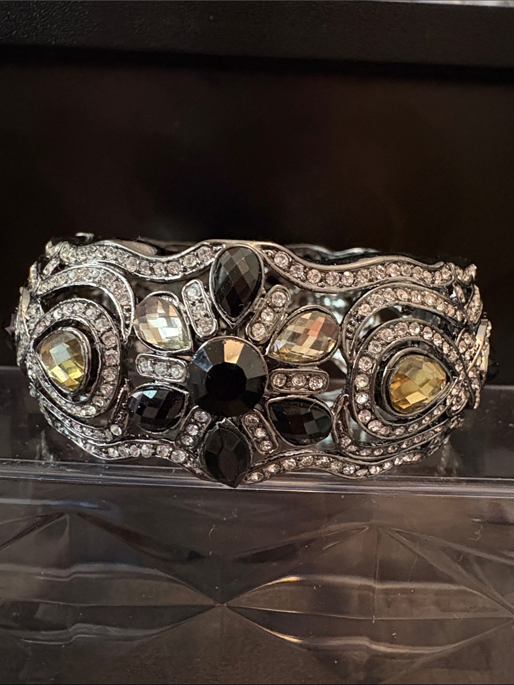 Crystal & Hematite Statement Cuff Bracelet NWT $45